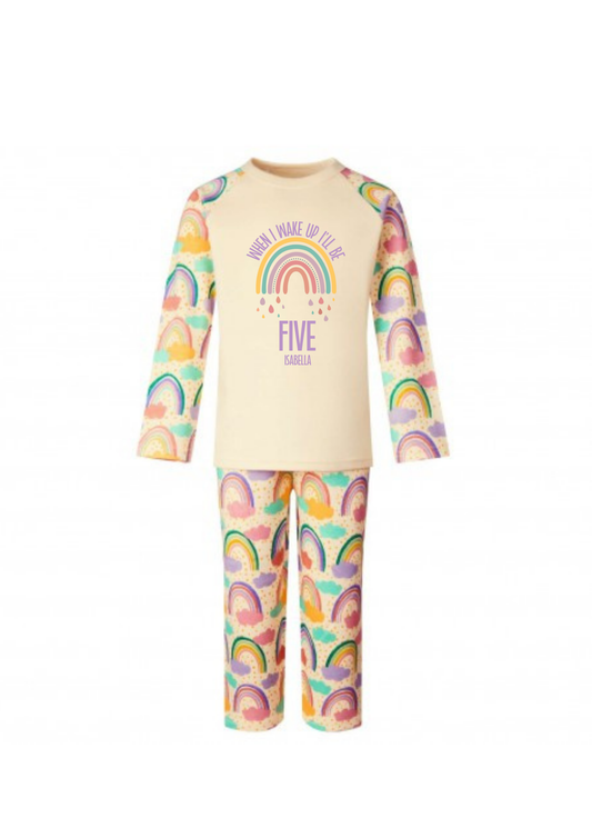 Personalised When I Wake Up I’ll be Girls Long Sleeve Rainbow PJ Set