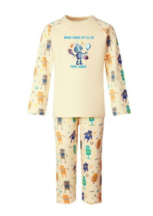 Personalised When I Wake Up I’ll be Boys Long Sleeve Robot PJ Set