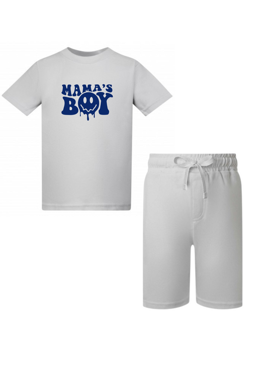 Kids Mamas Boy Tshirt & Short Set Frozen Grey