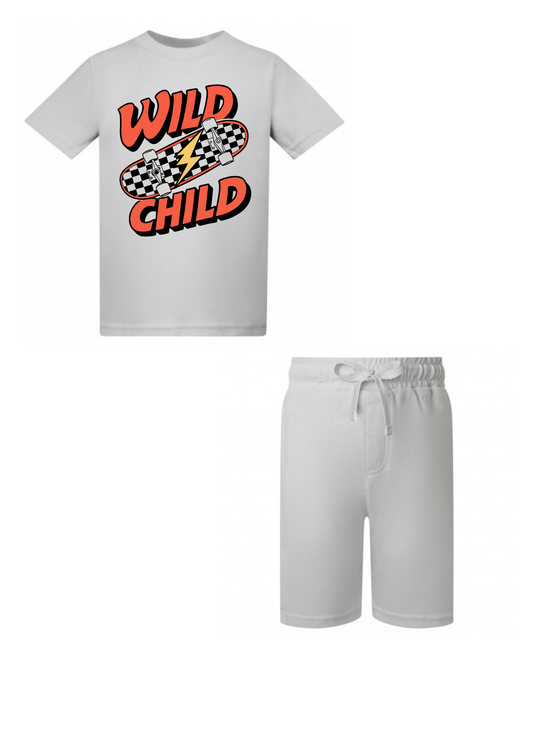 Kids Wild Child Tshirt & Short Set Frozen Grey