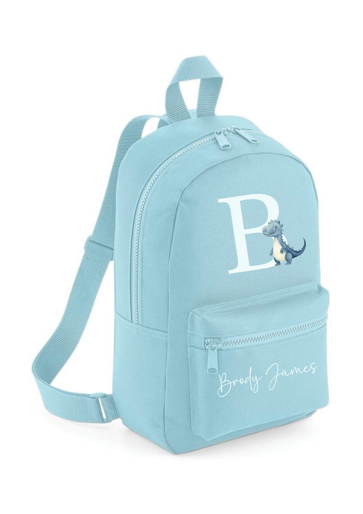 Personalised Blue Dino Mini Backpack 7L